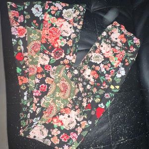 Flower print flare leggings